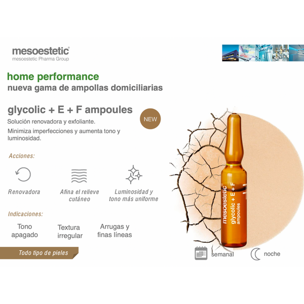 Ampollas Mesoestetic glycolic + E + F ampoules