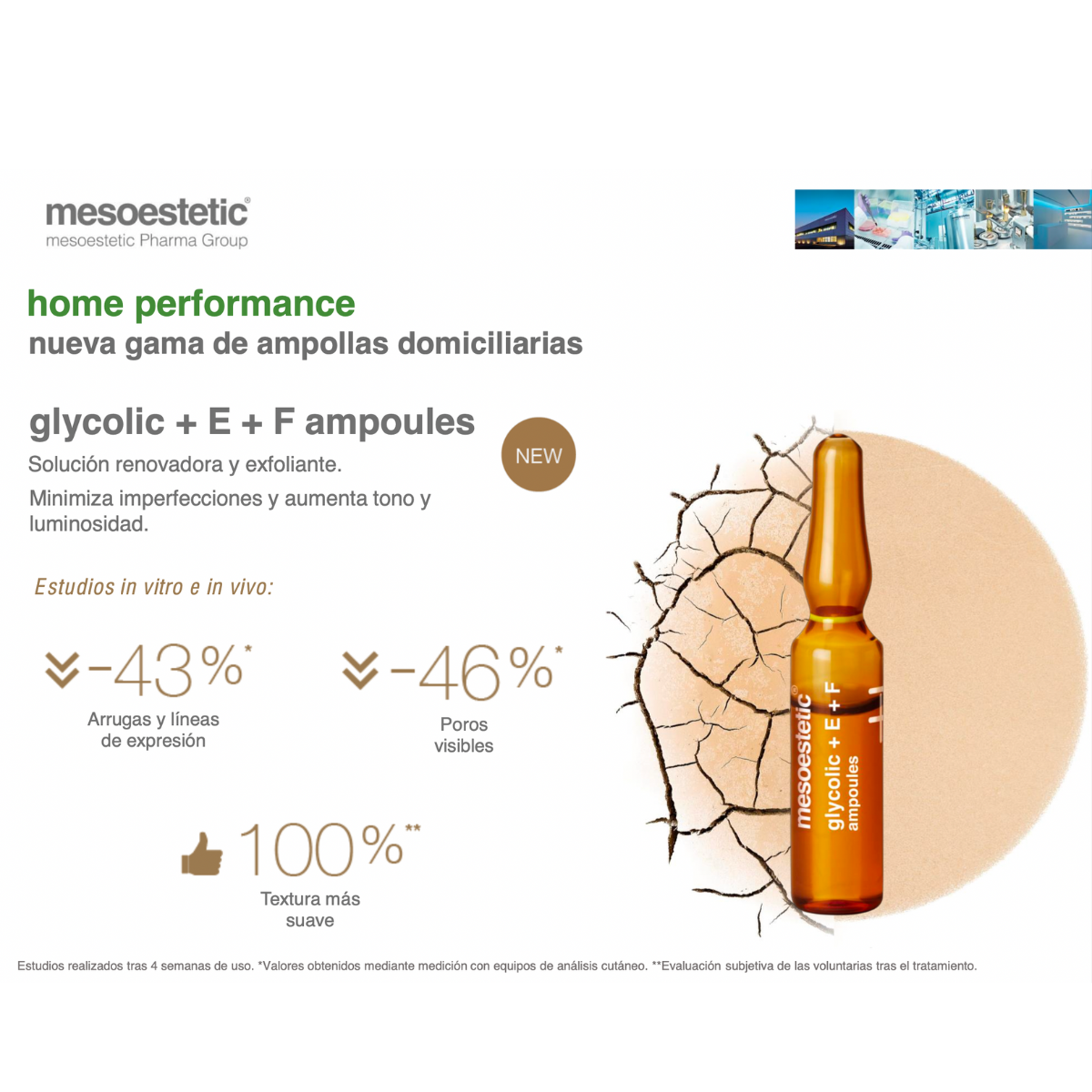 Ampollas Mesoestetic glycolic + E + F ampoules